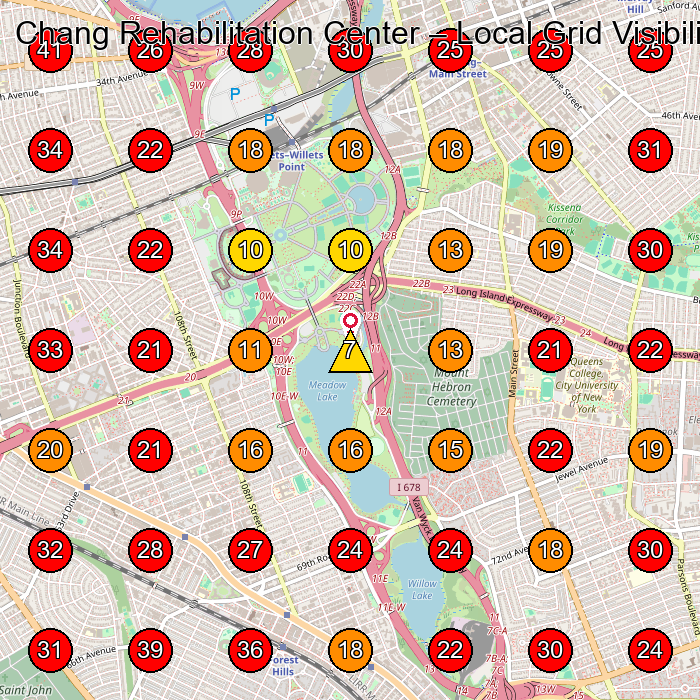 Chang Rehabilitation Center GeoGrid visibility map for Fire Damage Restoration Service in Flushing
